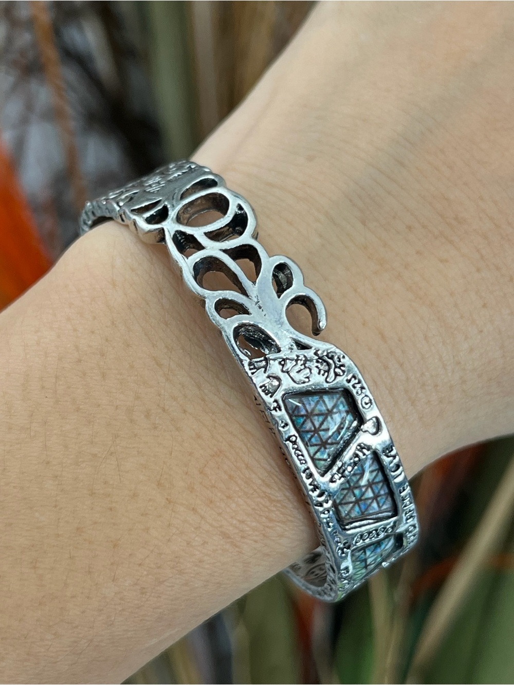 S925 Silver different patterns all over the cuff Bracelet